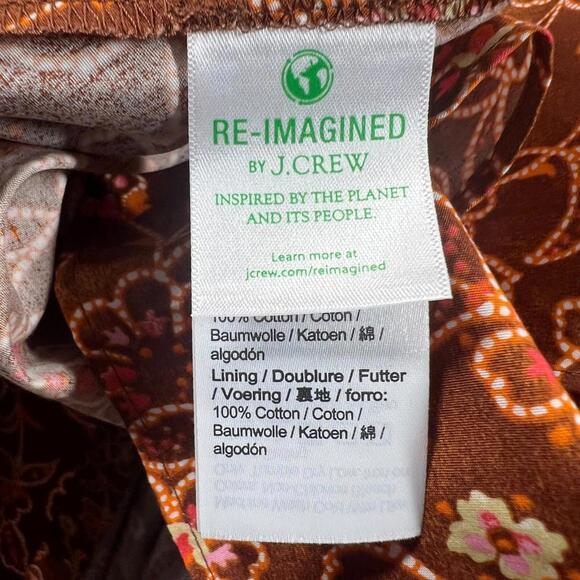 J. Crew Collection Cross Back Ruffle Hem Midi Dress Pecan Vintage Vines 10 NWT! - Picture 13 of 16